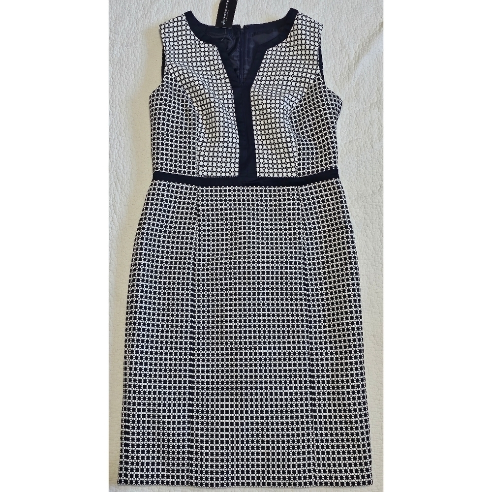 Jones New York Stylish Navy and White Sleeveless Dress